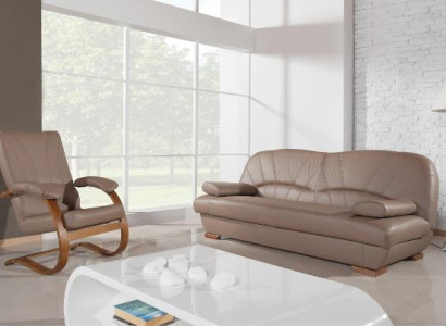 Klassische Wohnzimmer Garnitur 3+1+1 100% Vollleder Couch Sitz Sofa